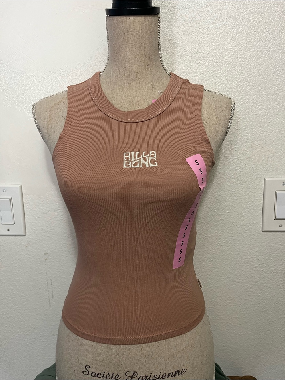 Billabong Ribbed Tank Top in Mauve-Tan